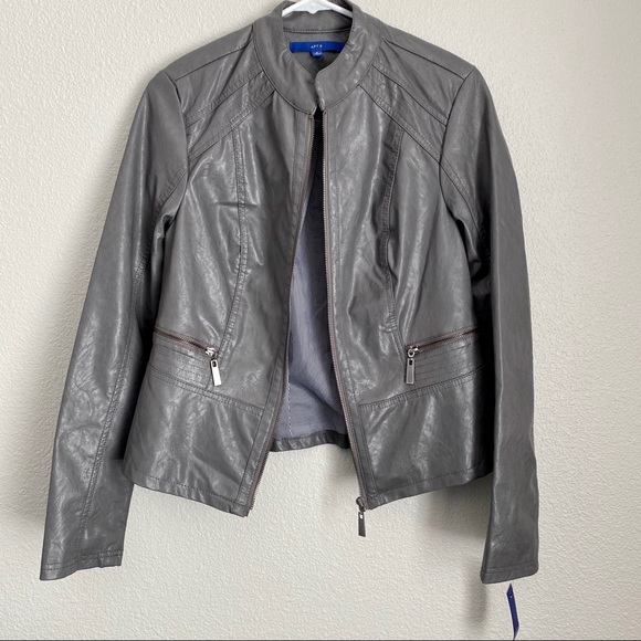 Apt. 9 Jackets & Blazers - Grey Faux Leather Jacket- great condition